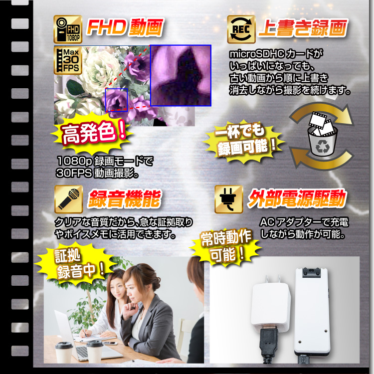 クリップ型ビデオカメラ(匠ブランド)『On-White』(オン・ホワイト)